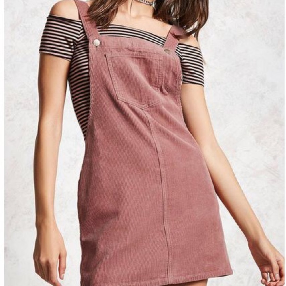 Forever 21 Pink Corduroy Overall Dress